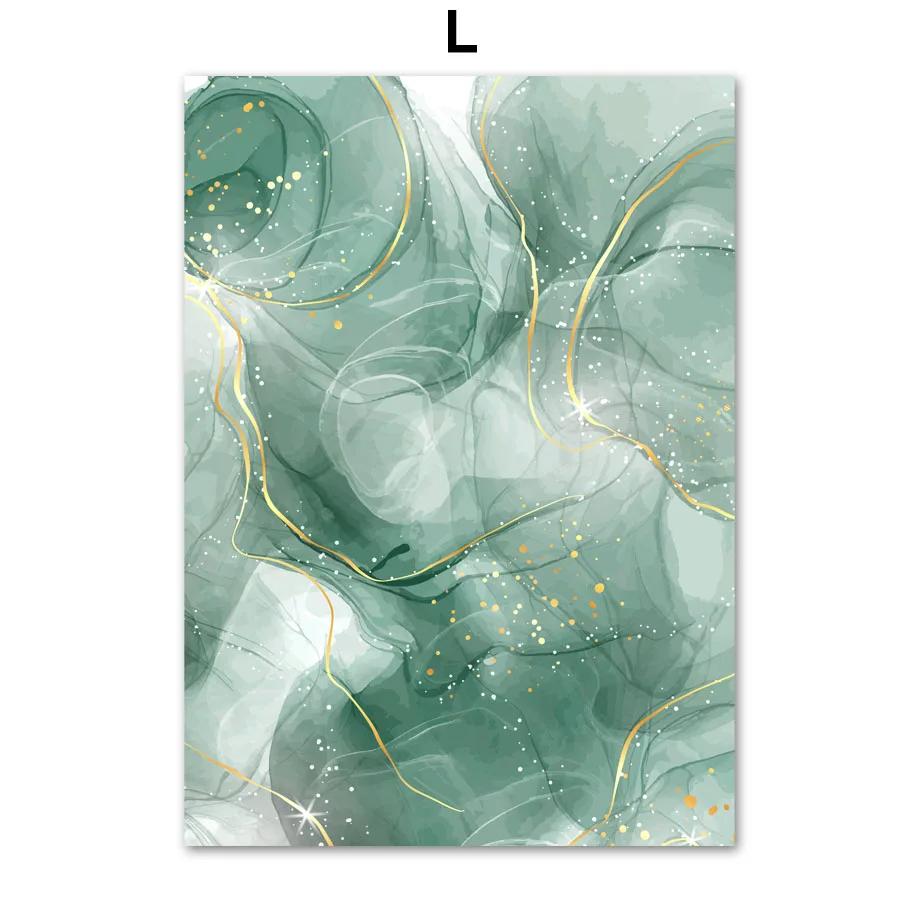 Золотые Зеленые Листья Цветок Абстрактные Модные Постеры И Принты Холст Живопись Настенное Искусство Картины Для Гостиной Домашний Декор