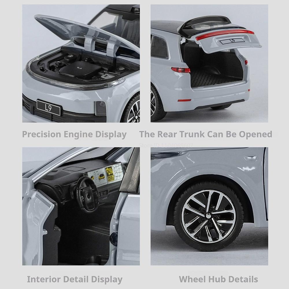 1:32 LI L9 NIO ES8 Model Toy Cars Alloy Diecast Sound Light Doors Opened Pull Back Exquisite Interior Decoration for Kids Gifts