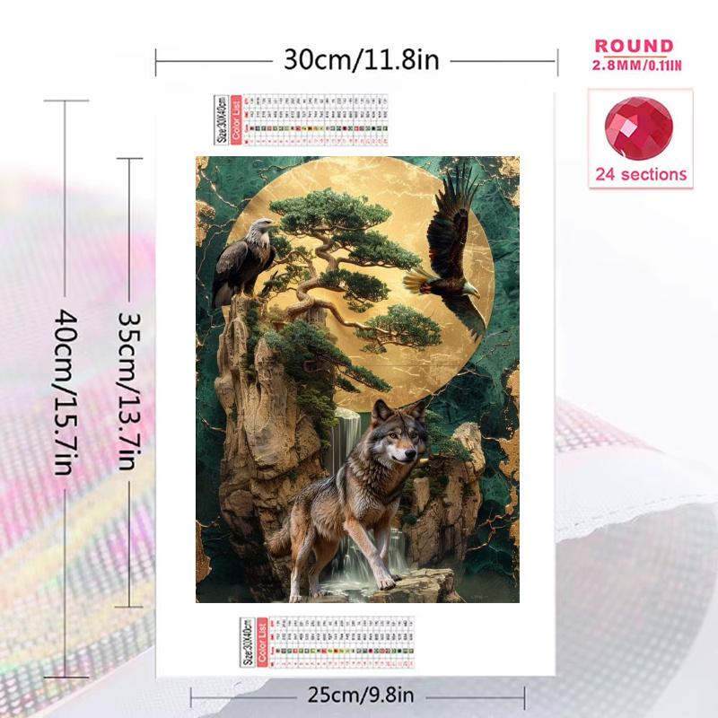 Wolf in Forest 100% Round Full Drill 5D DIY Diamond Painting Embroidery Cross Stitch Rhinestone Décor