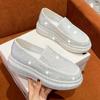 Women Casual Shoes 2024 New Trend Thick Bottom Breathable Sneakers Women's Sports Shoe Rhinestone Flat White Platform Size 35-40