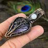 Russian Charoite, Moonstone Copper Wire Wrap Jewelry Pendant 2.76" I2f42