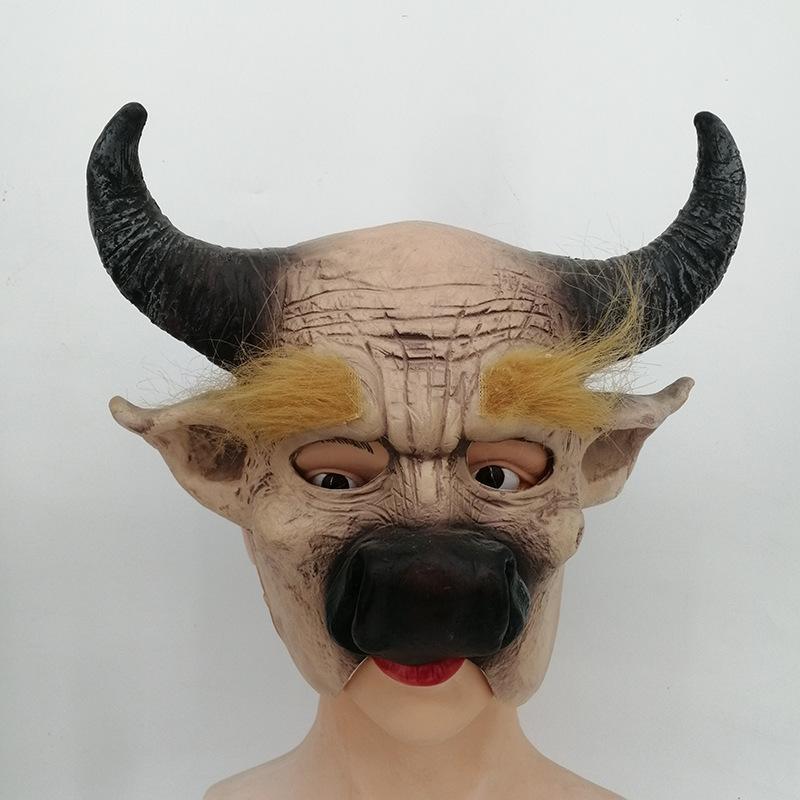 Halloween Latex Mask Classic Journey to the West Edition Bull Demon King Horned Animal Black Bull Head Mask Bestseller