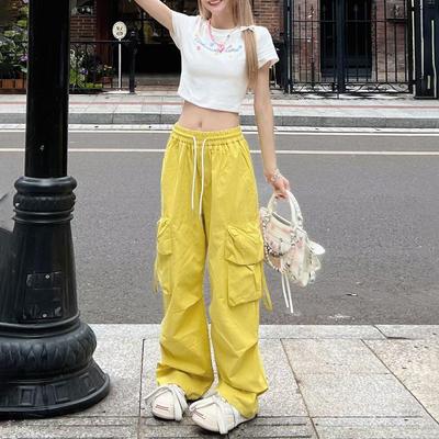 Женские брюки карго с высокой талией в стиле ретро - Приталенные, широкие, повседневного кроя для весны и осени