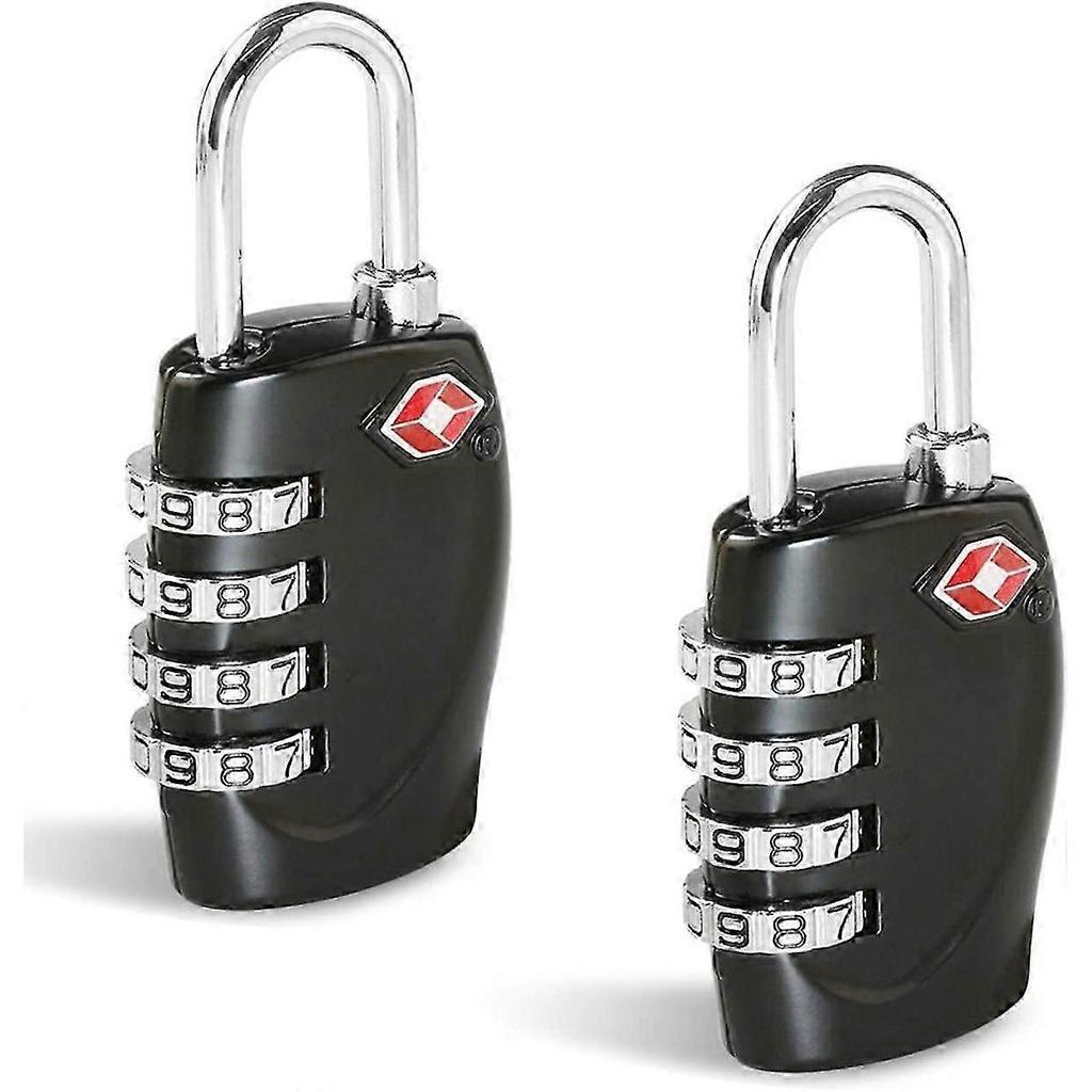 Suitcase Locks - 1, 2, 3, 4, 5, 6 Pack 4-Dial Travel Combination Security Padlock for Suitcases Luggage Case Bag Code Lock - Black (Pack of 2)