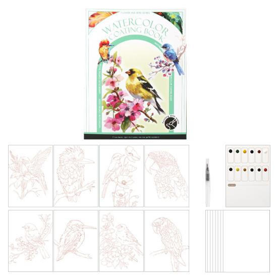 Портативный альбом для гуаши, трехстворчатый дизайн, набор акварельных листов с 12 ячейками для красок, эргономичная кисть, арт-набор для снятия стресса