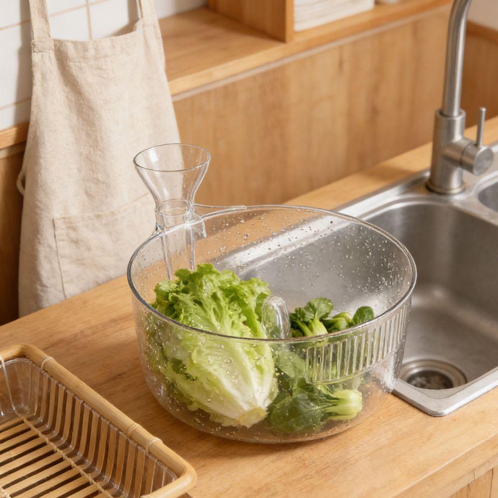 Transparent Automatic Washer Bowl Fast Draining Fruit Wash Basket Berries Washer  Picnics