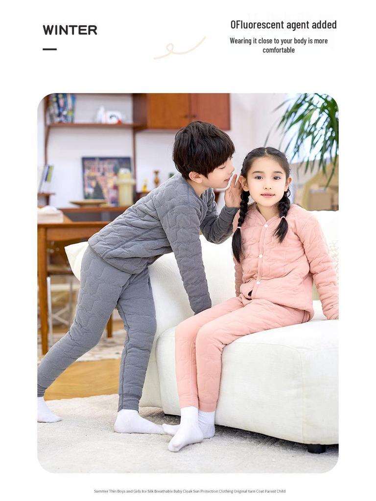 Зимний детский флисовый хлопковый комплект куртка и брюки - Теплая школьная форма для мальчиков и девочек