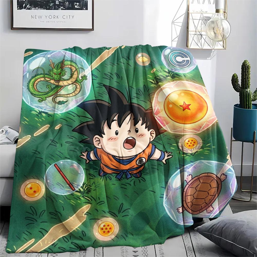 Dragon Ball Goku Comfortable Warm Print Flannel Blanket Fit Home Bedroom Sofa Chair Picnic Use.-TING
