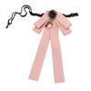 Girls Gorgeous Costume Pearl Tassel Ribbon Bow Tie Collar Pin Cravat Brooch