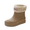 Fashion Solid Rain Boots Women Fleece Platform Rain Boots Non-Slip Boots Women Ankle Rubber Boots Outside Slip-on Water Shoes