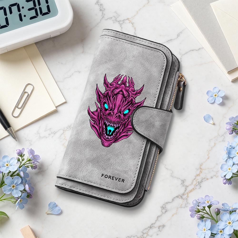 Gothic Dragon Print Wallet Cool Fashion Long Purse Portable Casual Card Holder