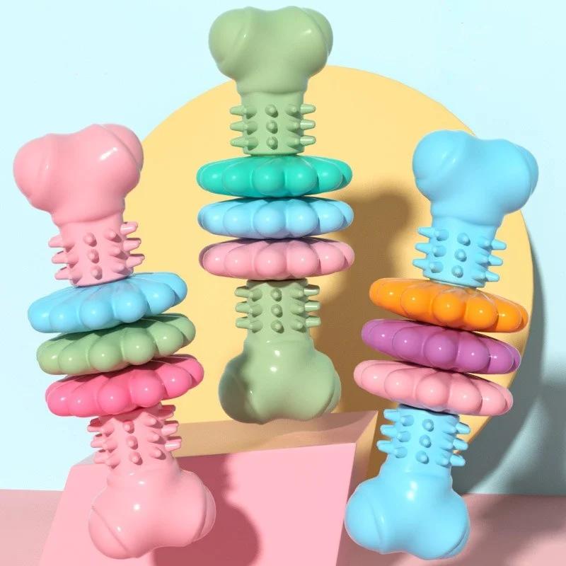 Pet Teething Toy TPR Bone Meaty Pet Toy Dog Toy Gnawing Resistance Teething Toy Dog Bone Shape Interactive Toys Teething