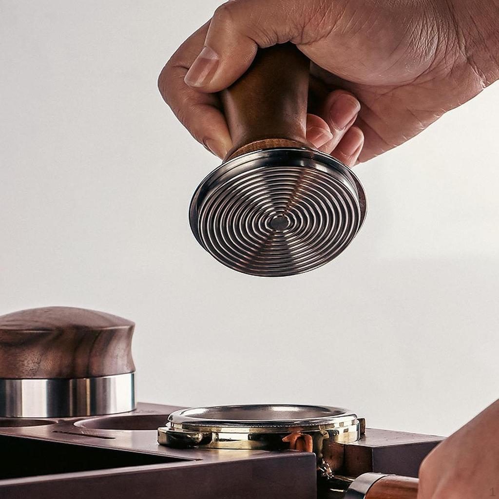 Coffee Tamper ,Espresso Tool Wooden Handle Stainless Steel Base Powder Bean Press