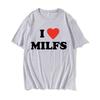 Модные Унисекс Футболки с Принтом I Love MILFS I Heart Hot Moms Мужские Женские Оверсайз Повседневная Футболка Харадзюку Футболка Стритвир