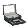 Футляр для хранения часов EUNOMIA, 12 предметов, 2-уровневый ящик для хранения часов, для хранения аксессуаров, футляр для коллекции роскошных часов, изготовлен из искусственной кожи