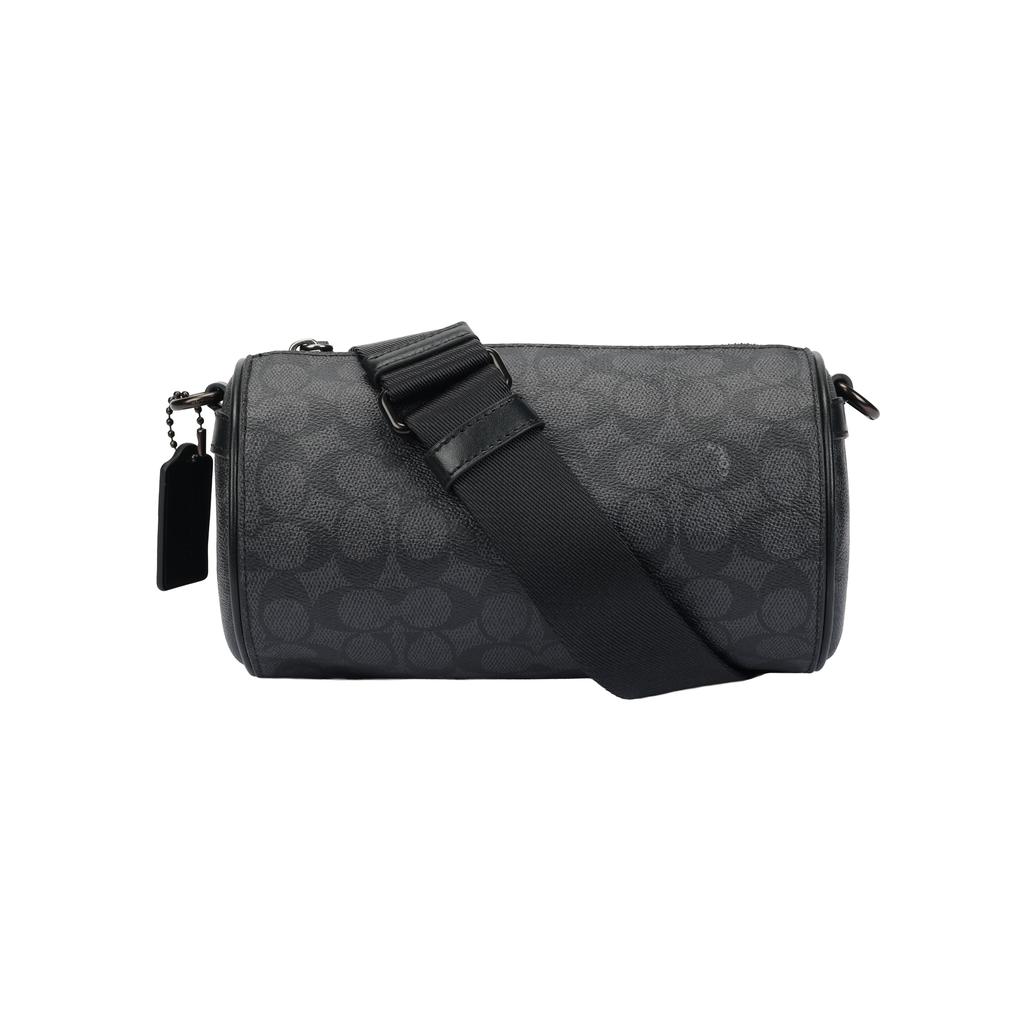 Coach Barrel 22 Monogram Print Removable Adjustable Shoulder Strap Crossbody Bag Small Men bags Charcoal-Gray CAH94-CHR