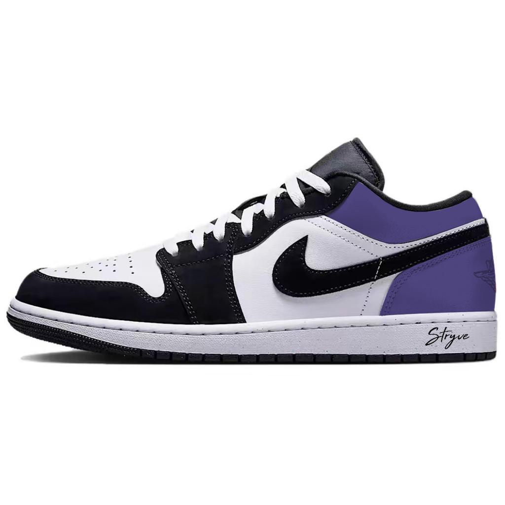 Jordan Air Jordan 1 Purple Toes Низкие кроссовки для баскетбола с защитой от истирания, винтажные, унисекс, Черно-фиолетовые HF3148-106(Команда1291-)