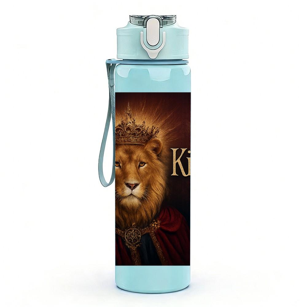 1PC Lion King Wild Animal Pattern 750ml Color Plastic Sports Water Bottle Leakproof Flip Straw Lid Suitable for Sports Office Home Use
