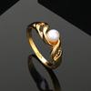 Women's Gold Plated Twisted Finger Ring with Pearls