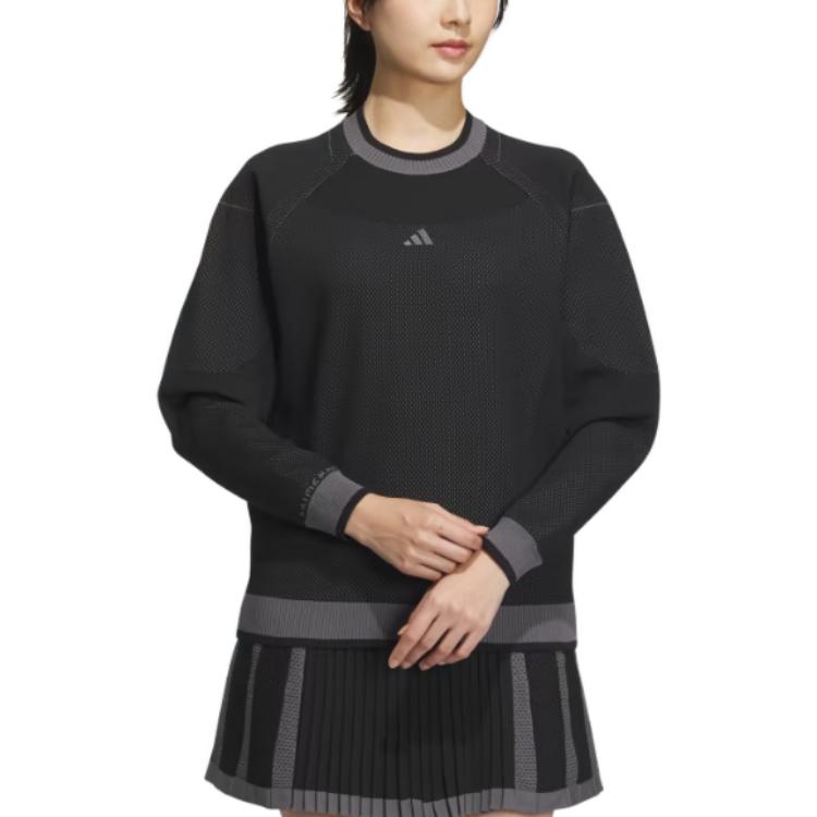 adidas Свитер с круглым вырезом и длинными рукавами, женский, черный HZ6039
