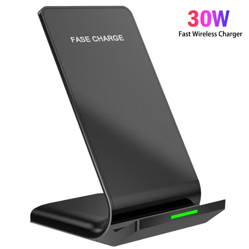 Новая сверхбыстрая подставка для зарядного устройства 50 Вт Qi Wireless Charger Dock Charger Station для iPhone 14 13 12 11 Pro Max X Xs Xr 8 Samsung Galaxy S30 S21 S20 S10