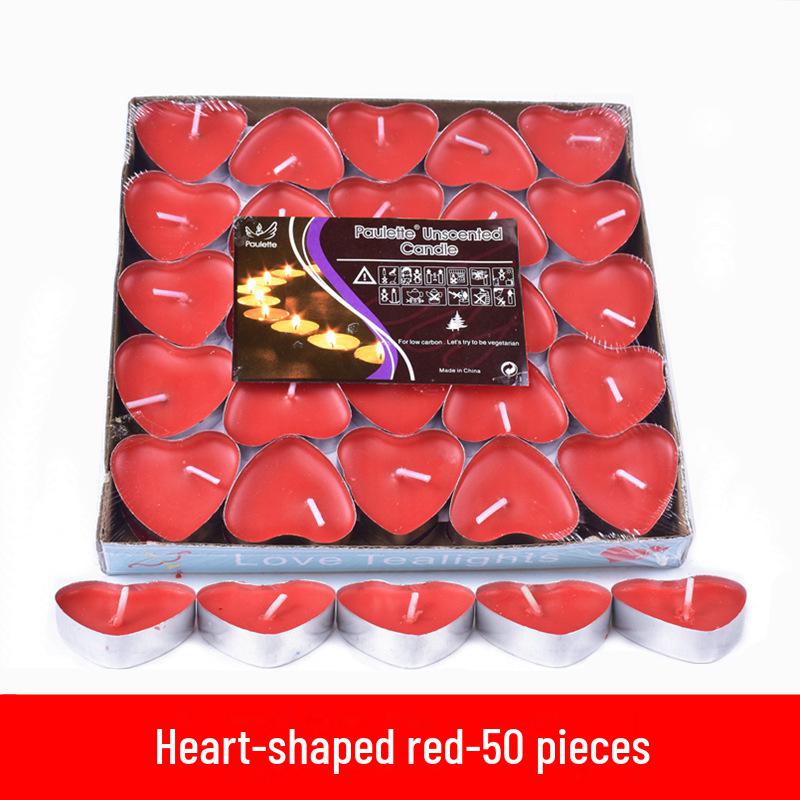 50 Heart-shaped Round Confession Candles for Romantic Birthdays and Tea Brewing