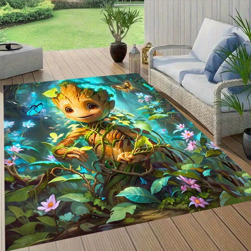 1pc Groot Pattern Area Rug Soft Flannel Floor Mat for Living Room,Office,Bedroom and Carpet,Sofa Coffee Table Floor Mat