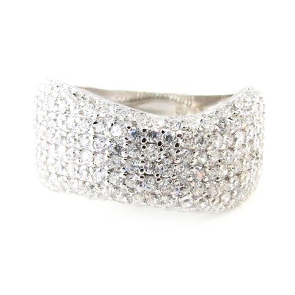 Серебряное кольцо "Богиня" белое серебро (родий) - 9 мм