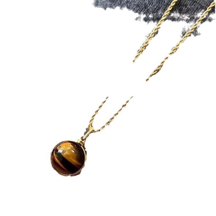 ANENJERY Ожерелье с геометрическим кулоном из камня тигрового глаза, модное, высокого класса, в стиле ретро, простая цепочка для свитера, подарок