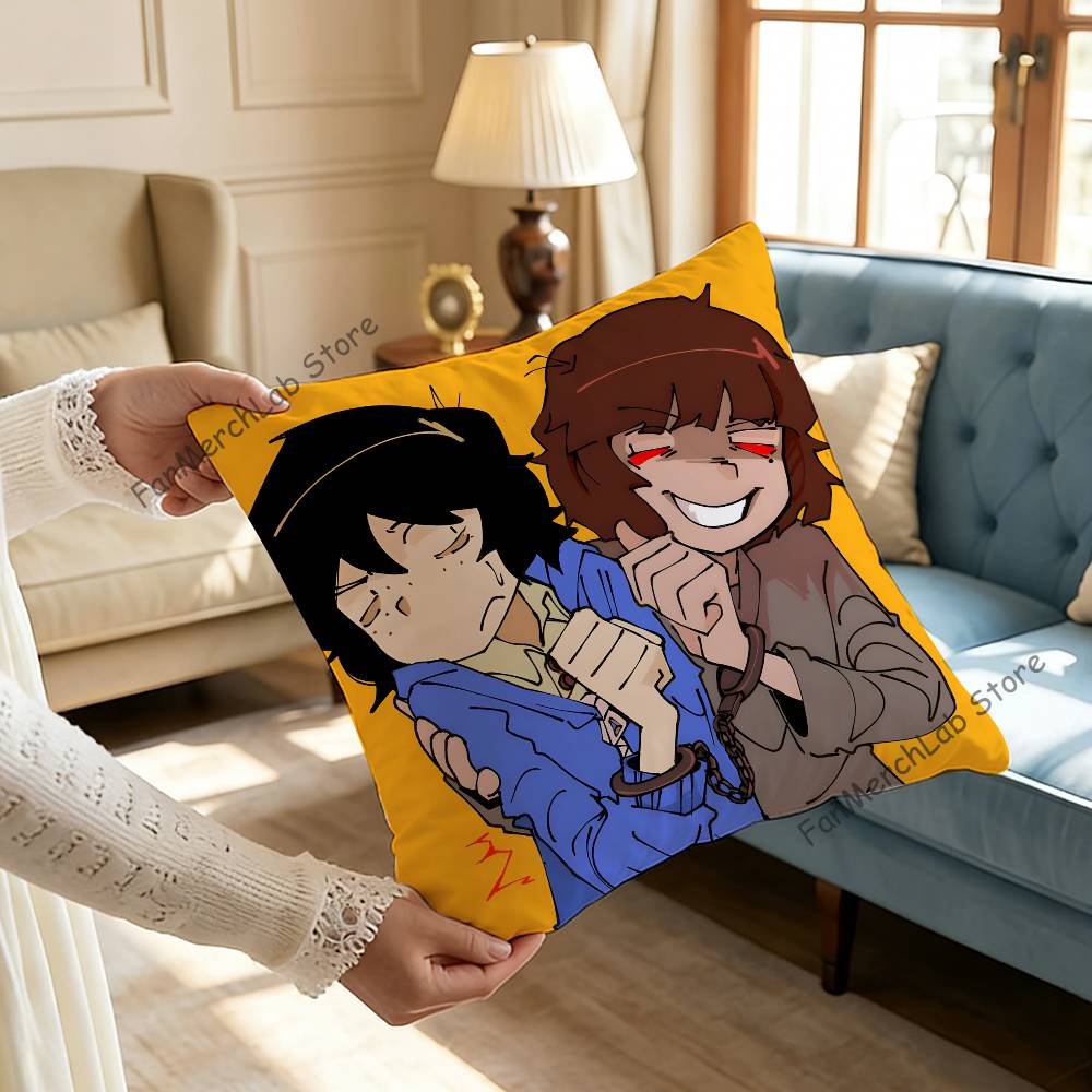 OOnewheatmark Will and Mike Anime Pillow Covers Cartoon Sofa Decorative Home Doublesided Printing Short Plush Cushion Cover
