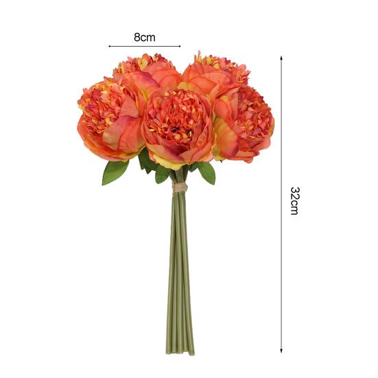 1 Bouquet 5 Heads Peony Artificial Faux Silk Fake Flowers for Home Wedding Decor