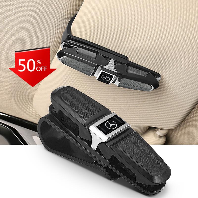 FA02Car Sun Visor Glasses Box Universal Sunglasses Clip Card Ticket Stickers For Mercedes-Benz W213 W212 W220 W221 W222 W108 W126