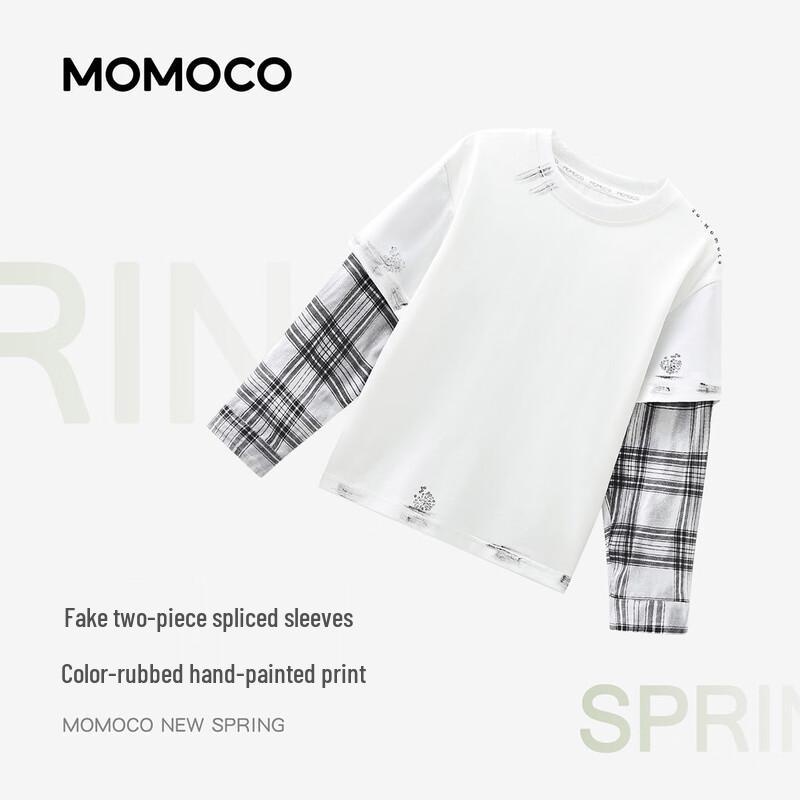 Модная детская футболка с длинным рукавом MOMOCO, имитирующая двойку