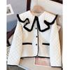 Contrast Color Peter Pan Collar Jacket for Women Fall Winter New Korean Fashion Oversized Single Breasted Chic Coats