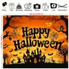 1 Halloween Happy Party Background Cloth - Horror Pumpkin  Bat  and Misty Forest Scene Party Banner