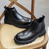 Мужские повседневные деловые офисные ботинки челси черные стильные туфли из натуральной кожи ковбойские ботинки на платформе весенне-осенние ботильоны мужские