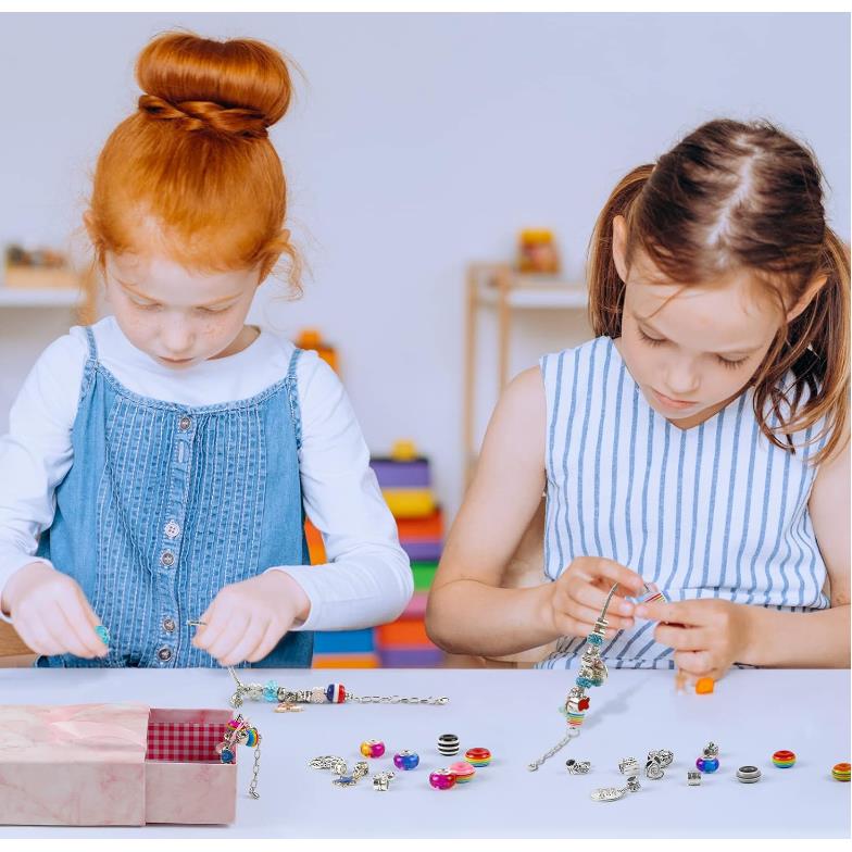 Zestaw Do Robienia Bransoletek Biżuterii Koraliki Charms Zawieszki Box