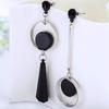 Korean Fashion Geometric Long Asymmetry Earring Rhinestone Circle Ear Stud New Acrylic Big Earrings