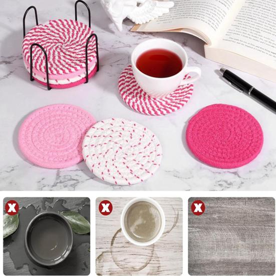 8Pcs Trivets Set for Hot Dishes Cotton Woven Pot Holders Heat Resistant Hot Pads Non-Slip Kitchen Table Protector for Counter