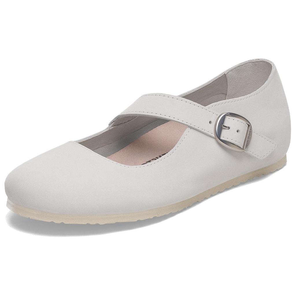 Birkenstock Tracy Кожаные Туфли Мэри Джейн на Низком Каблуке Женские Белые Узкие 1029788