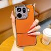 For OPPO Find X9 Pro Plating Phone Case PC Leather Hard Shell Protective Fashion Shockproof Back Cover