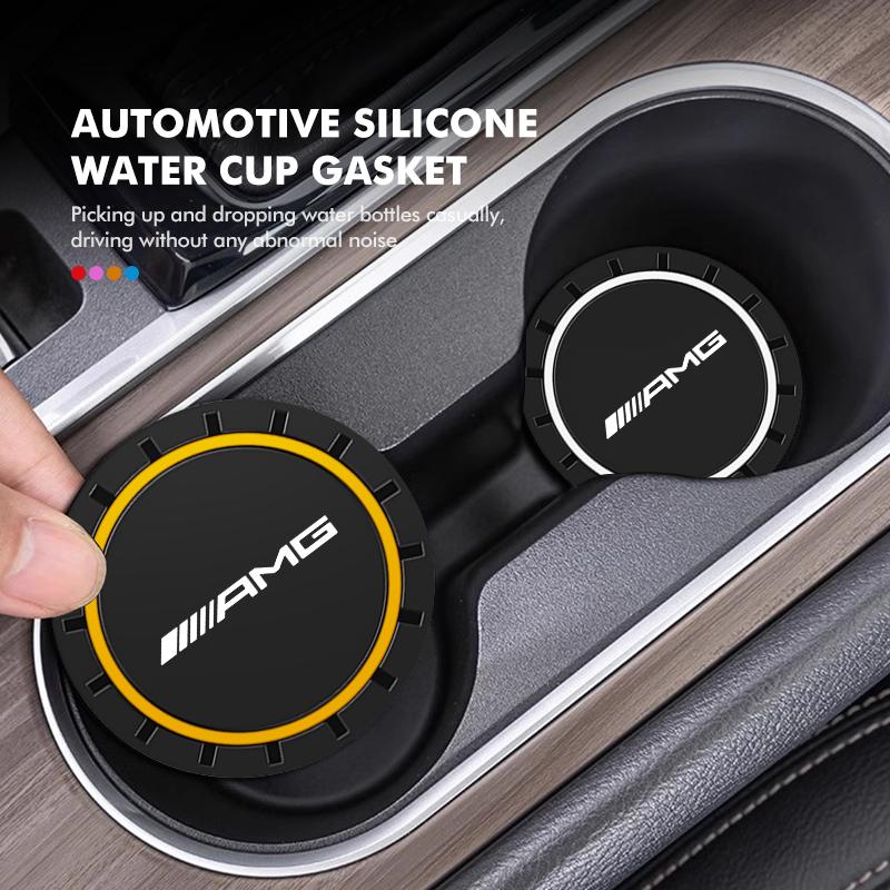AZP2 2pcs Silicone Car Water Cup Holder Coaster Anti Slip Pad Mat For Mercedes Benz AMG W204 W205 W203 W211 W201 W210 W108 W124 W126