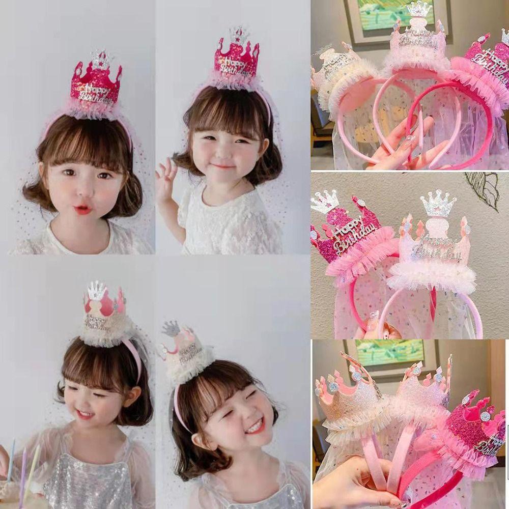 Crown For Children Mesh Hair Accessories Birthday Hairband Korean Style Headband Girls Hair Hoop