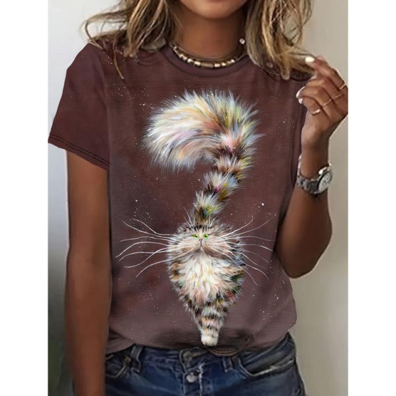 Funny Animal Women's T-Shirt 3d Print T-Shirt Characters Cute Animal Harajuku Casual Short Sleeved Top Oversized Female Clothing 4106 EMA