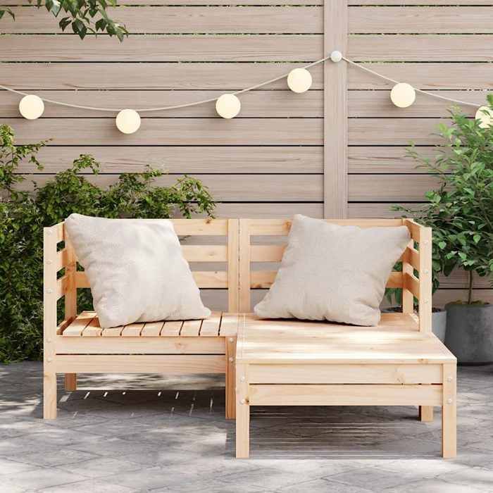 VidaXL Garden Sofa 2 Seater and Footrest, Seat with Backrest, Outdoor Patio Backyard Terrace Furniture, Wood 838019