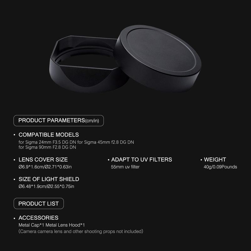 45mm f2.8 DG DN Bayonet Square Metal Lens Hood for Sigma 90mm F2.8 45mm f2.8 24mm F3.5 Lens Hood Lens Shade with Cap