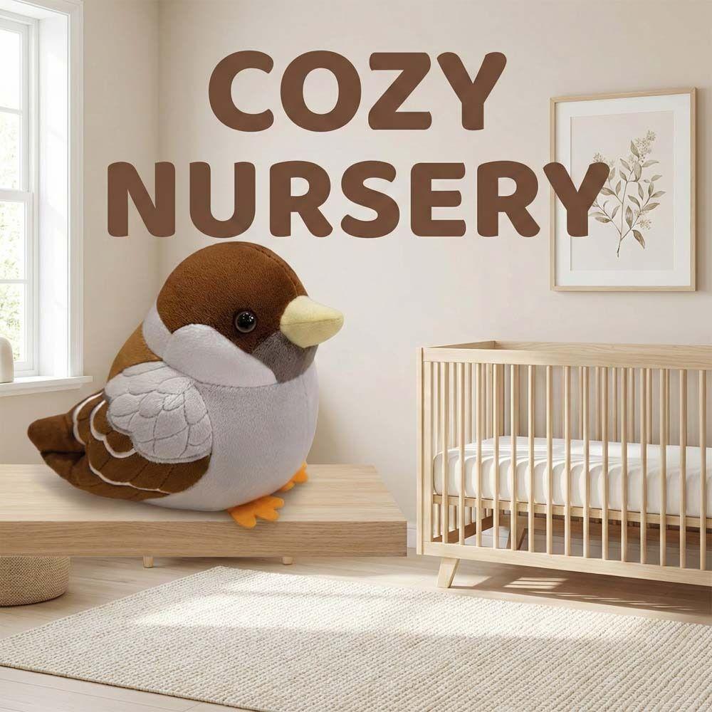 Realistic Soft Stuffed Bird Doll Cute Cartoon Simulation Sparrow Doll Office Companion