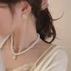 Sophisticated Cat's Eye Pearl Clavicle Necklace - Luxurious & Versatile Women's Sweater Accessory