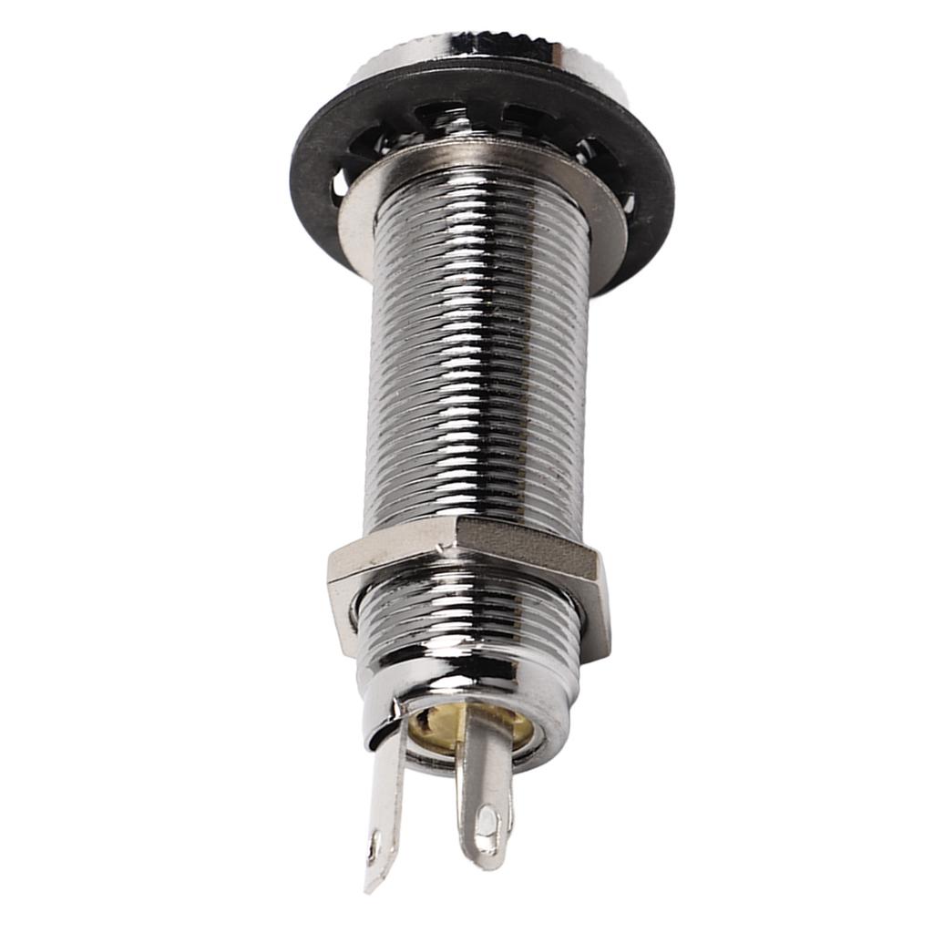 Guitar Threaded Jack Replacement Brass Straight Output Endpin for Electric Guitar Bass Silver