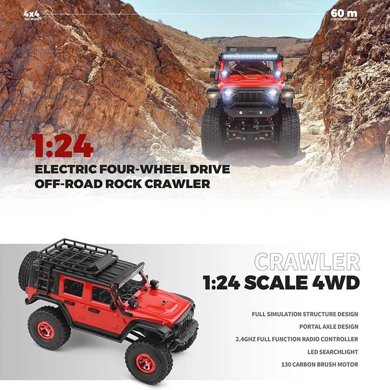 Wltoys 2428 1:24 RC Машина 2.4G Со Светодиодными Огнями 4WD Внедорожник Модель Грузовик на Радиоуправлении Для Детей Игрушка Подарок
